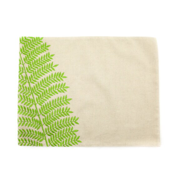 Fern Placemat Linen Placemats set of 4 Natural Linen Green
