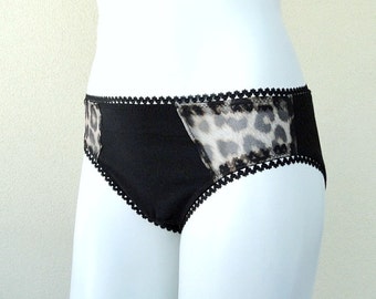 Black animal sheer mesh elastic waist panties zombies