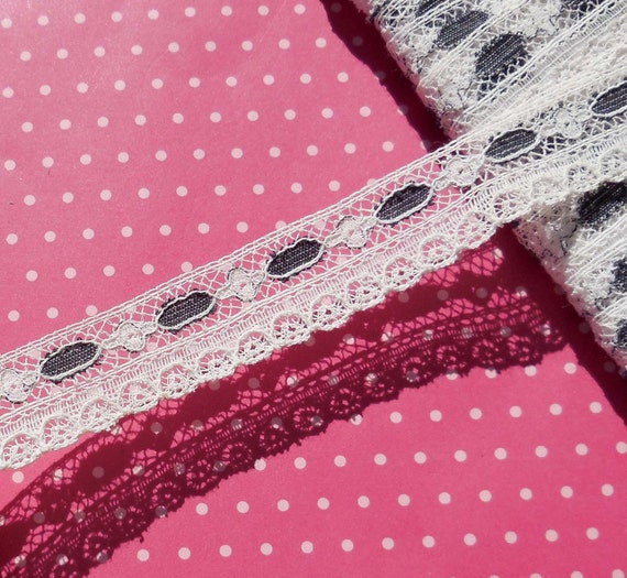 Antique Lace Vintage Lace Valenciennes Lace with Black