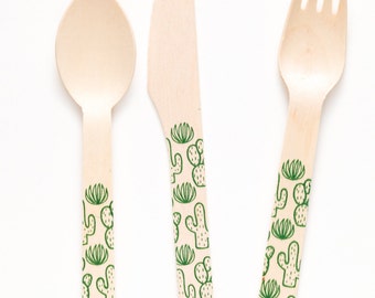 Cactus Forks Spoons Or Knives - Perfect Alternative To Plastic Utensils For Parties