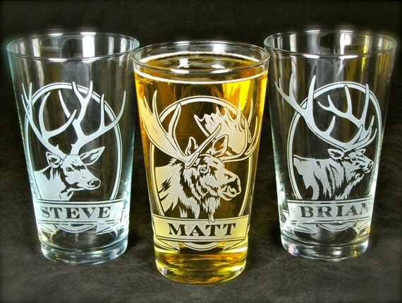 4 Personalized Pint Glasses Etched Glass Custom Pub Glasses