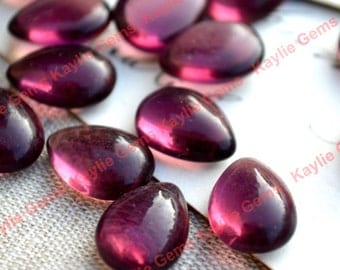 Vintage Glass Cabochon Cab Tear Drop 14x10 Amethyst, Plum - BIN3 - 4pcs