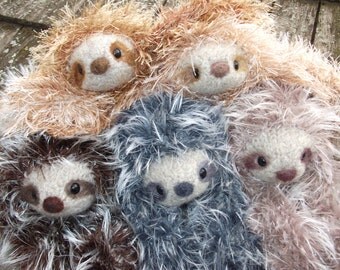 Sloth stuffed animal, Sloth plush toy, sloth toy, amigurumi sloth, stuffed sloth doll, hand knit and felted sloth, made to order