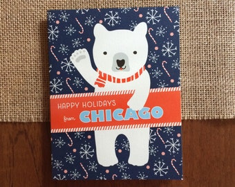 Polar Chicago Folded Holiday Cards, Box of 10 - Chicago Christmas Cards - Happy Holidays from Chicago - OC1174-CHI-BX