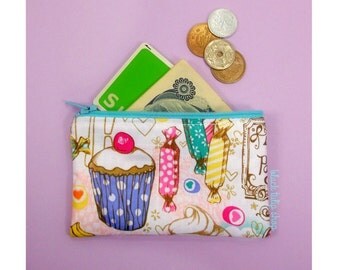 Small Zipper Pouch Coin Purse Pastel French Macaron Sweets Kawaii Makeup Bag Kawaii Ice Cream Candy Cakes Lightweight Zippered Bag