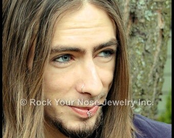 Mens Silver Nose Ring/ Guys Sterling Nose Ring / Mens Nose Jewelry/24G Nose Ring/ 22G Nose Ring/20G Nose Ring/18G Nose Ring CUSTOMIZE