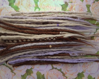 30 Double Ended Synthetic Dreads. Lavender Blonde knotty dreadlocks. 60 Dreads once installed, full head, 20-23" long. Ready to Ship