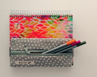 Polka Dot Pencil Case, Pencil Pouch, Pencil Bag, handbag, Gray
