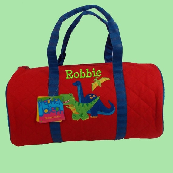 Child's Monogrammed Stephen Joseph Newest Style DINO Quilted Duffle Bag