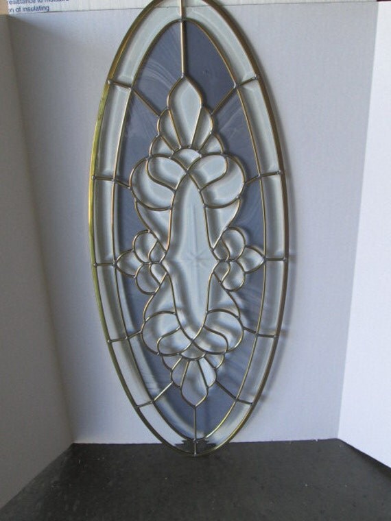 Brass Beveled Stained Glass Oval Panel by PeanutBella on Etsy