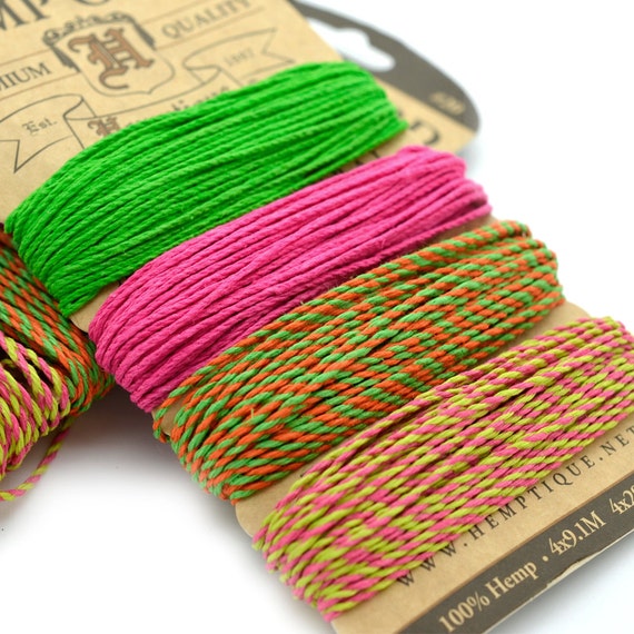 Dyed Hemp Cord 1mm Hemp String Colored Hemp by HempBeadery