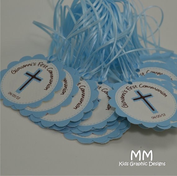 60 Thank You 2inch circle Tags with scalloped edges - Birthday - Baby Shower - Communion - Baptism - Thank You - Personalized Il_570xn
