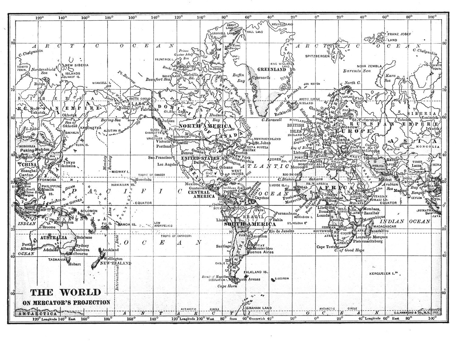 Map Of The World Black And White