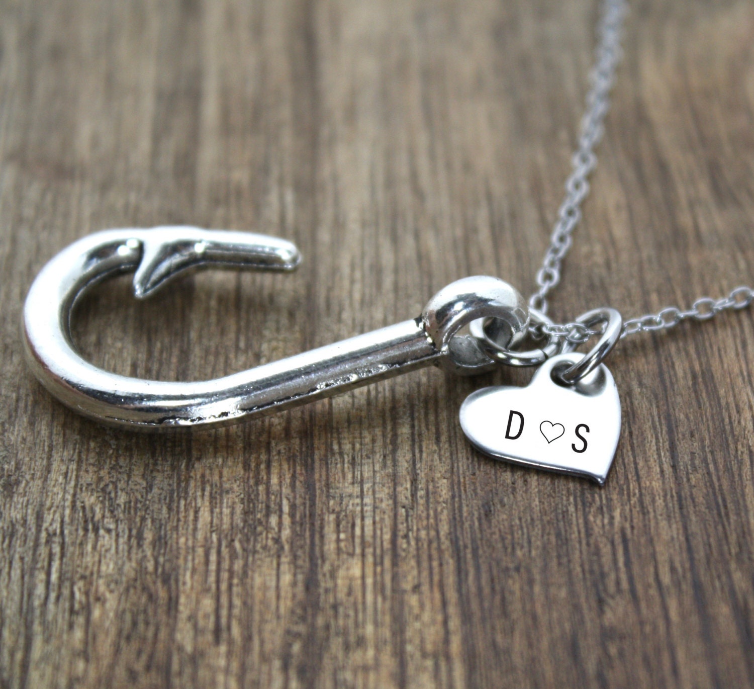 Fish Hook Necklace Fishing Hook Charms by sierrametaldesign