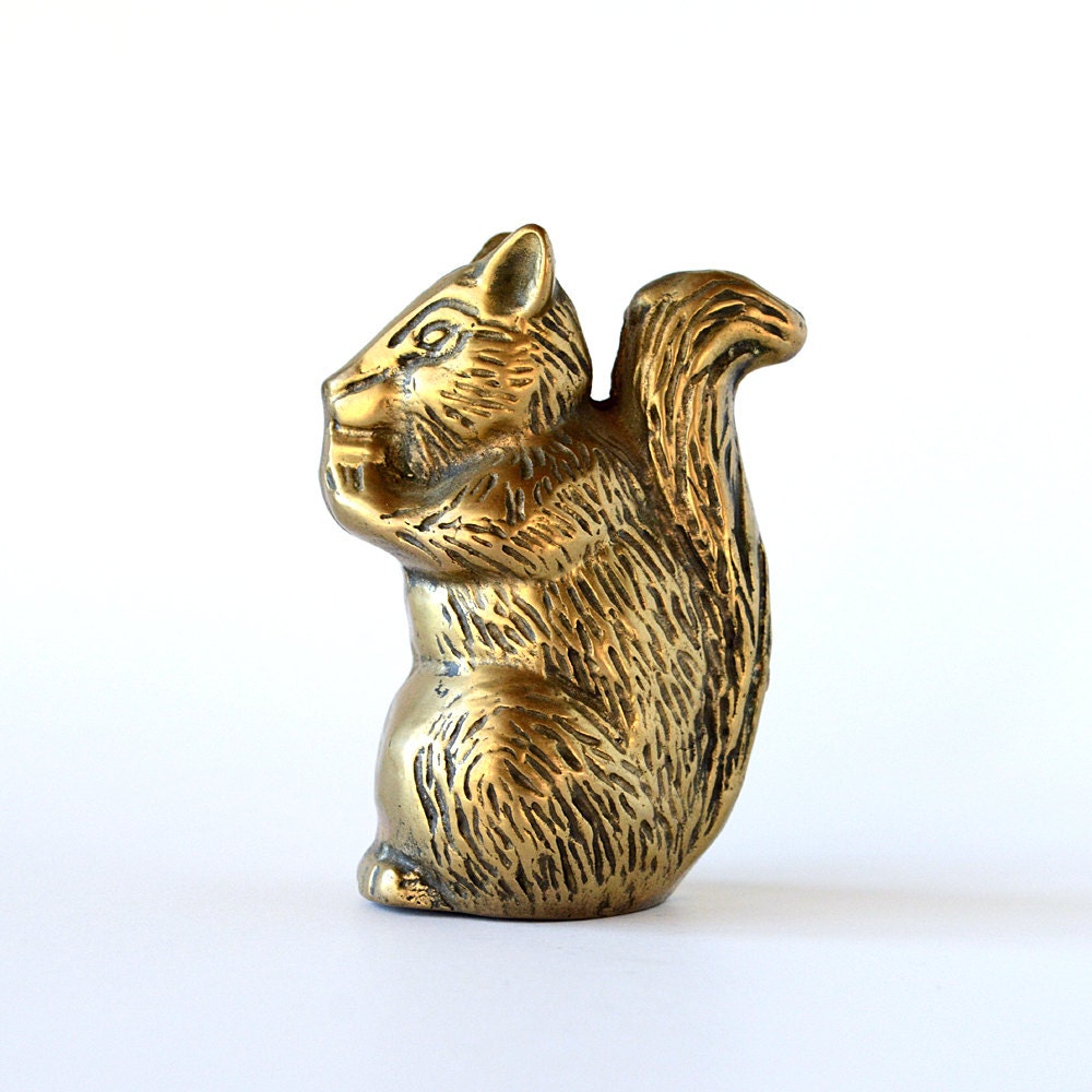 Vintage Brass Squirrel Figurine Mid Century Decor by vint on Etsy