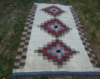 Natural Chobi Kilim Runner 6 ft 8" x 4 ft. 203 x 122 cm Hand woven.