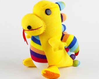 Handmade Yellow Sock Dragon Stuffed Animal Doll Baby Gift Toys Birthday Gift Christmas Gift New Year Gift