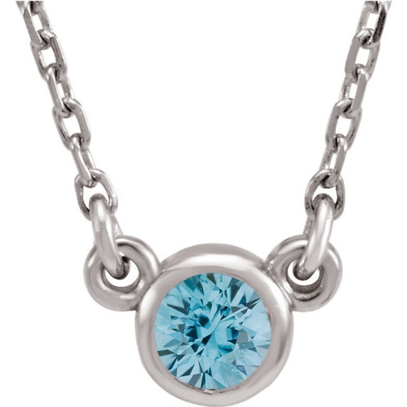 14kt White Gold Bezel Set Birthstone Necklace Layering