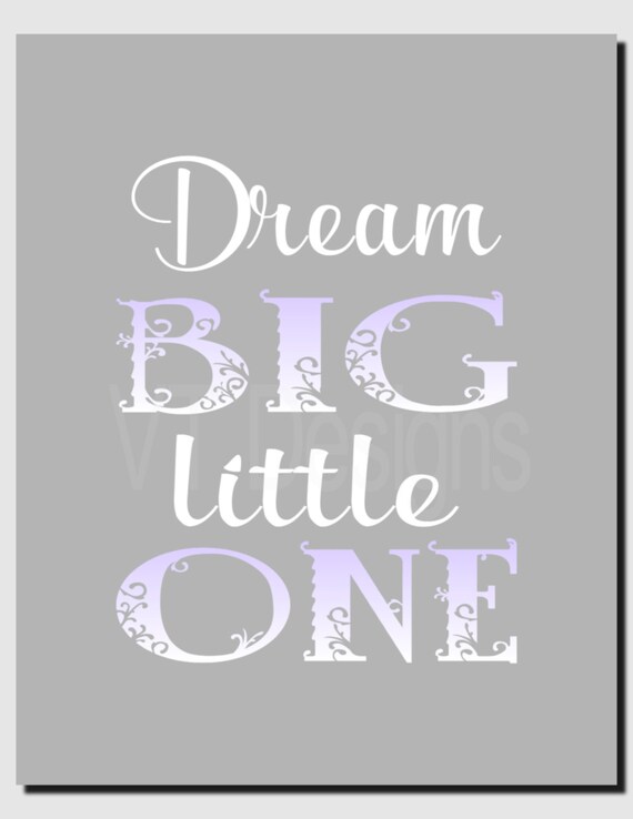 Dream Big Little One Baby Girl Nursery Decor Kids Wall Art