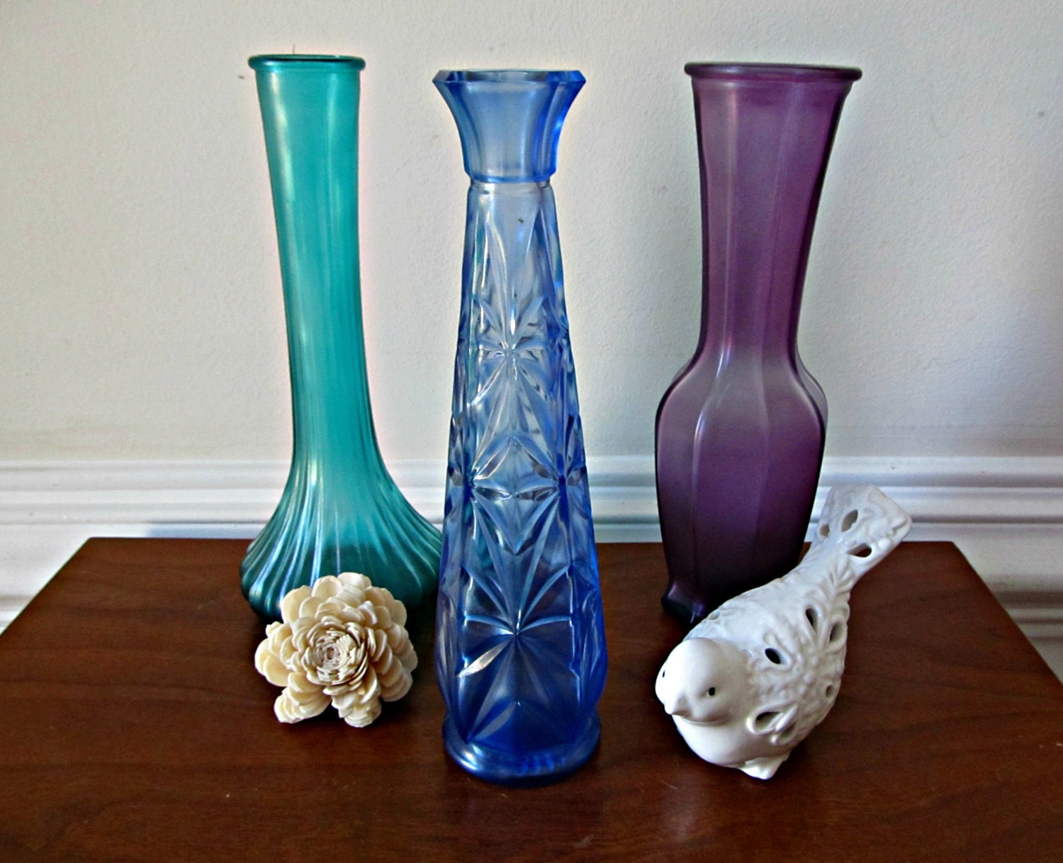 Upcycled Bohemian Jewel Tone Vases Tinted Vintage Glass