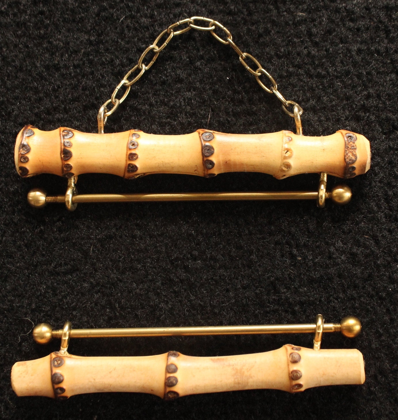 Bamboo and Brass Vintage Embroidery Bell Pull Hardware Kit