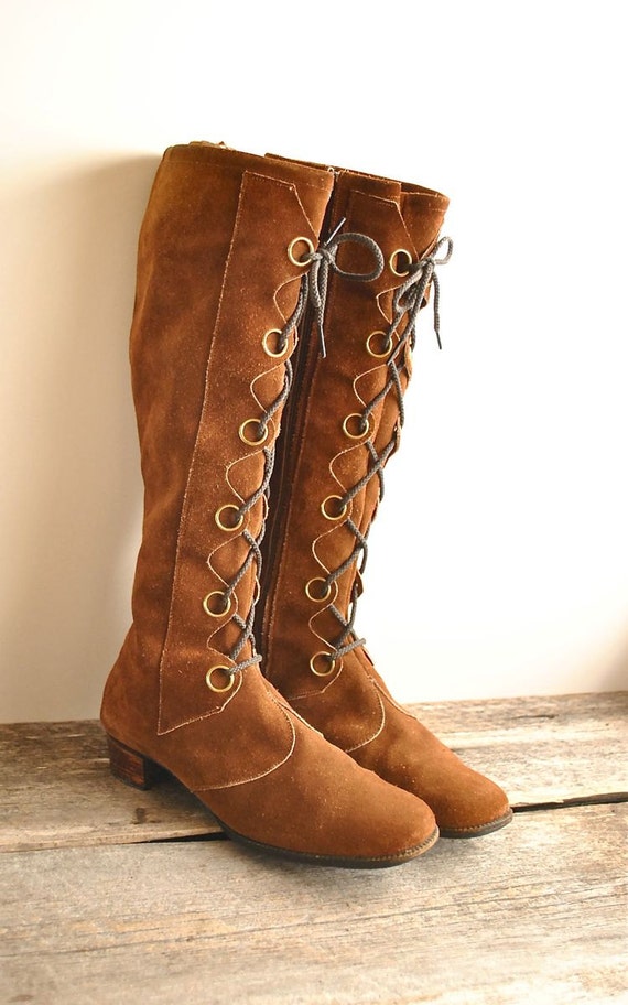 on layaway.... Tall Lace Up Boots Sz 8 1/2 // 70s Gogo Boots