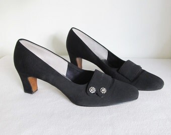 Vintage 1960's Formal Black Heels / Ladies Size 8.5 MARC Paul Pumps