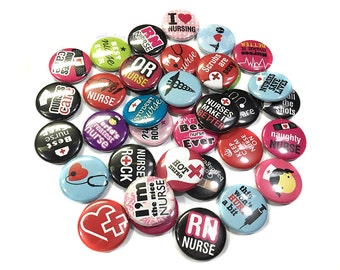 Nurse Assortment, 1" Button, Nurse Button, Nurse Pin, Nurse Party Favor, Nurse Flatback, Nurse Badge, Nurse Theme, Nurse Badge, Nurse Decor