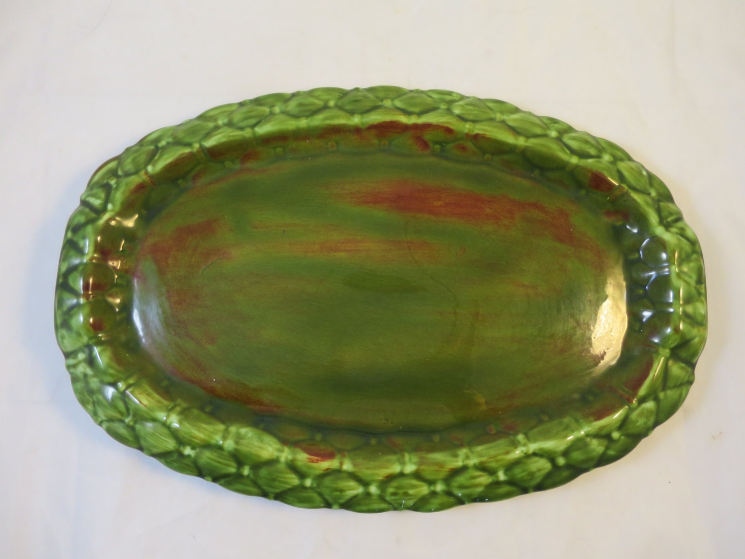 Vintage Green Platter Mullins Ceramics Wittensville KY