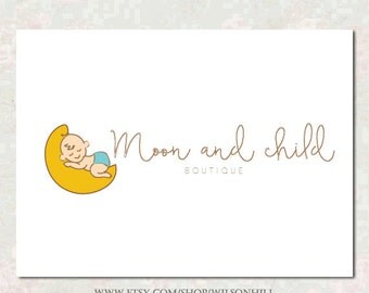 Premade Logo - Boutique diseño de Logo - logotipo de la luna - bebé Logo - logotipo lindo - Doula Logo - Logo de los niños - niños Logo - bebé diseño