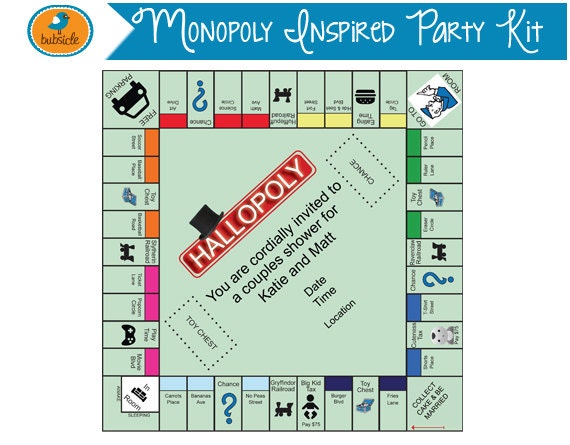 Monopoly Inspired Party Printable Bridal Shower Couples