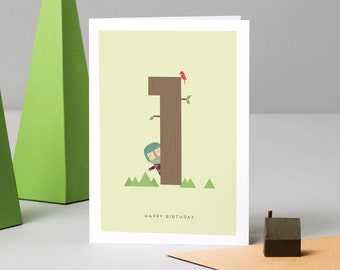 Happy First Birthday Card (Lumberjack)