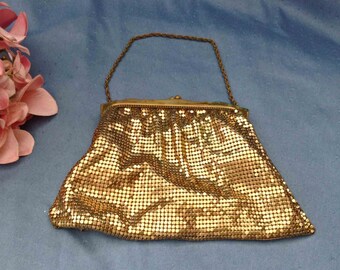 FREE Shipping, Whiting and Davis Gold Mesh Handbag, Gold Mesh Purse, Whiting and Davis Mesh Bag