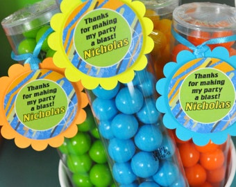 Nerf Party Favor Tags, Nerf Wars Birthday Party Favor Tags, Laser Tag Birthday Party Favors, Thank You Tags - Set of 12