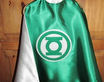 Green Lantern Superhero Cape / Super Hero Cape / Childrens Cape / Authentic Green Lantern Cape / Reversible Cape