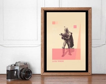 Boba Fett Mid Century Poster, Star Wars Wall art Printable, Start Wars Poster, Nursery Decor, Superhero Bedroom, Instant Download