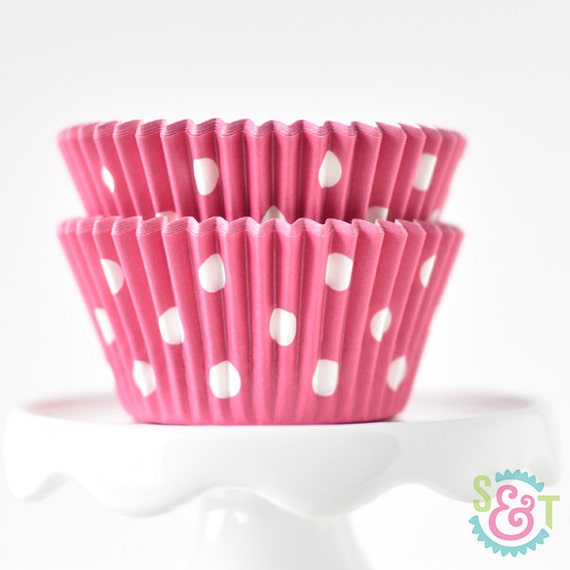 Dot Pink BakeBright GREASEPROOF Baking Cups Cupcake Liners | ~30 Il_570xn
