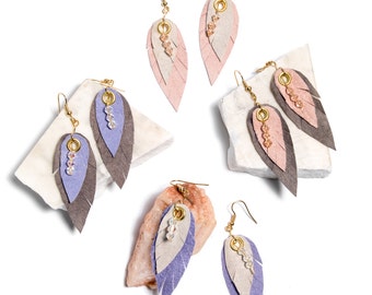 Leather Feather Earrings- Ready to Ship!