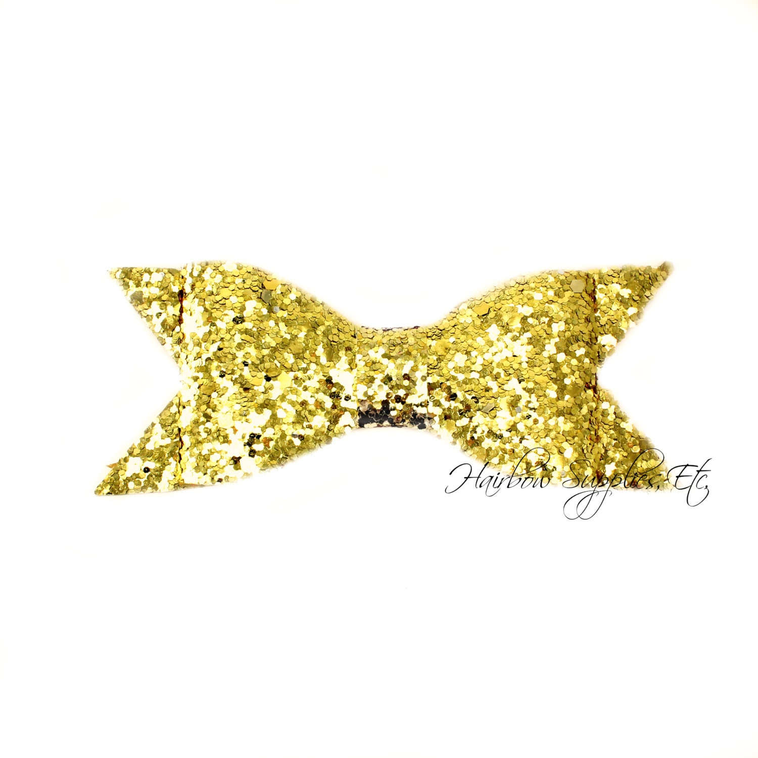 Gold Thin Glitter Bows 4 Inch Gold Glitter Hair Bow Gold