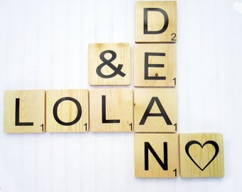 Scrabble Wall Tiles, Scrabble Letters, Scrabble Wall Art, Wall Letters, Wooden Letter Tiles, Large Game Tiles, Wedding Gift, Nursery Letters