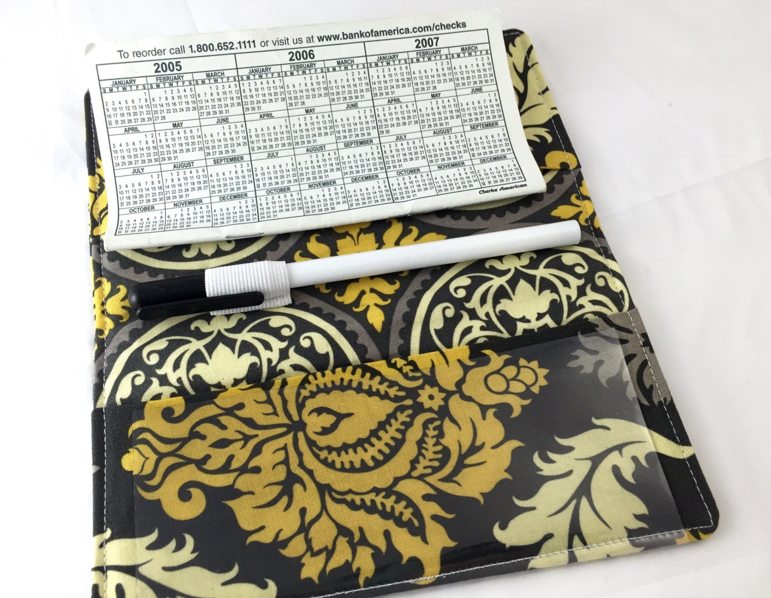 Grey Duplicate Checkbook Cover Register Gold Duplicate