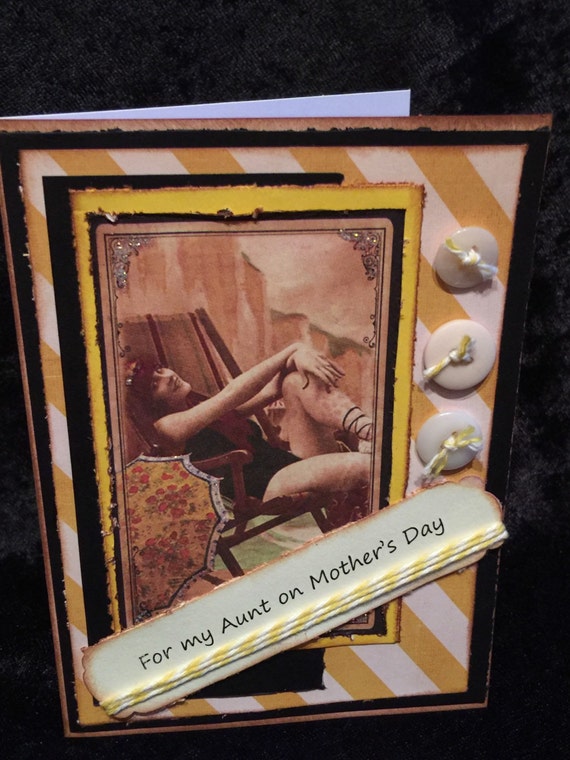 Aunt Mother's Day card handmade vintage style theme fun