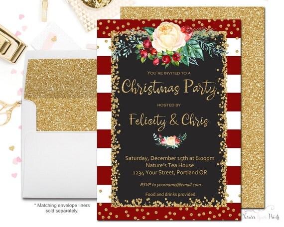 items similar to floral christmas party invitation items similar to floral christmas party invitation