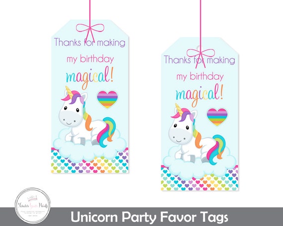 unicorn party gift tags unicorn party thank you tags girls unicorn