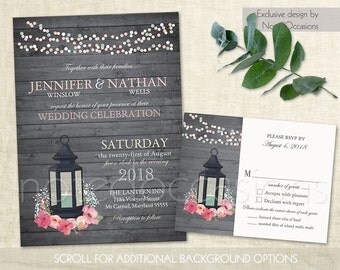 Rustic Lantern Wedding Invitations Set Printable Lantern Rustic Lantern Wedding Invitations Set Printable Lantern