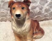 20% SALE Vintage Collie Dog Figurine Planter Napco Japan 1950s Porcelain Puppy