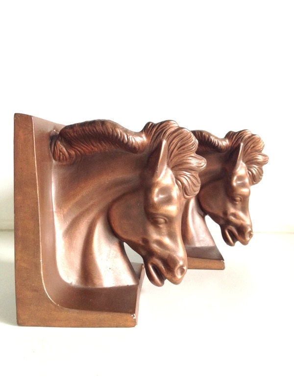 Vintage Ceramic Horse Head Bookends