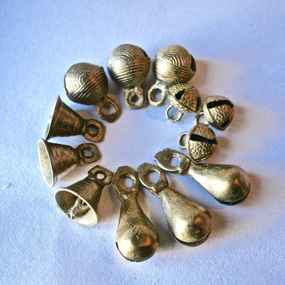 Brass Bells from India Three Each of Four Designs for Crafting