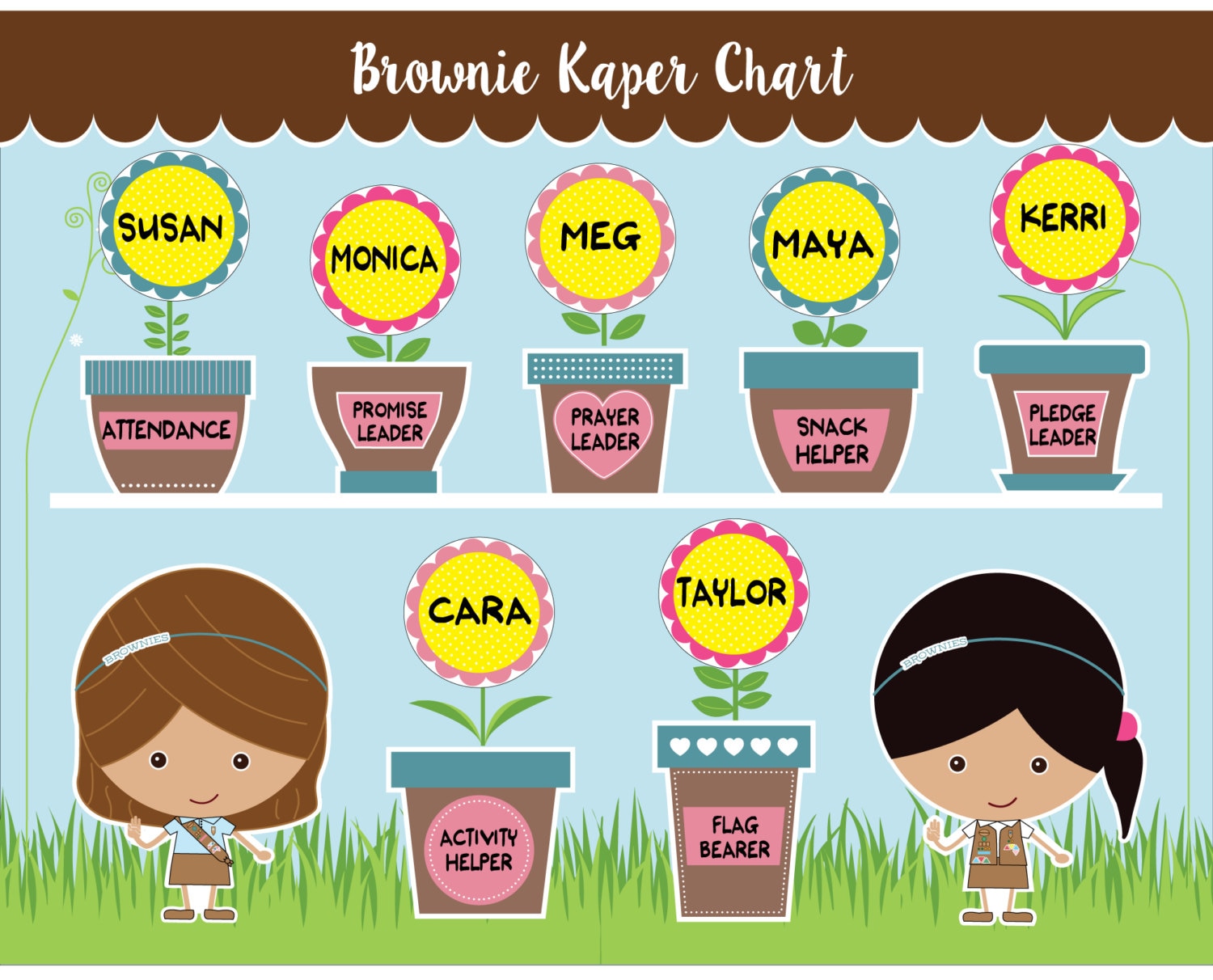 Brownie Girl Scout Kaper Chart Printable Instant Download