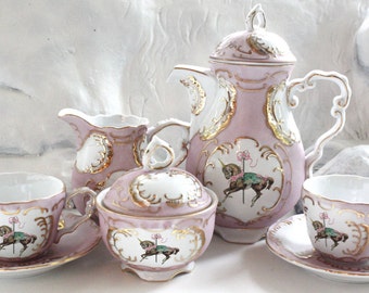 Unicorn Pink and Gold Customized Tea Set, Custom Tea, Bespoke Teacups, Sugar, Creamer, Design Your Own Tea party!
